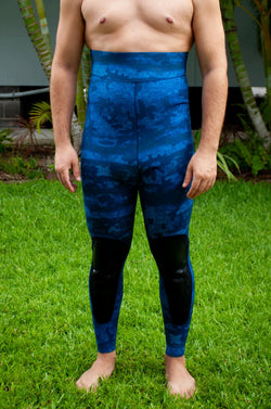 Men's Freediving High-Waisted Wetsuit Bottom - Blue Reef