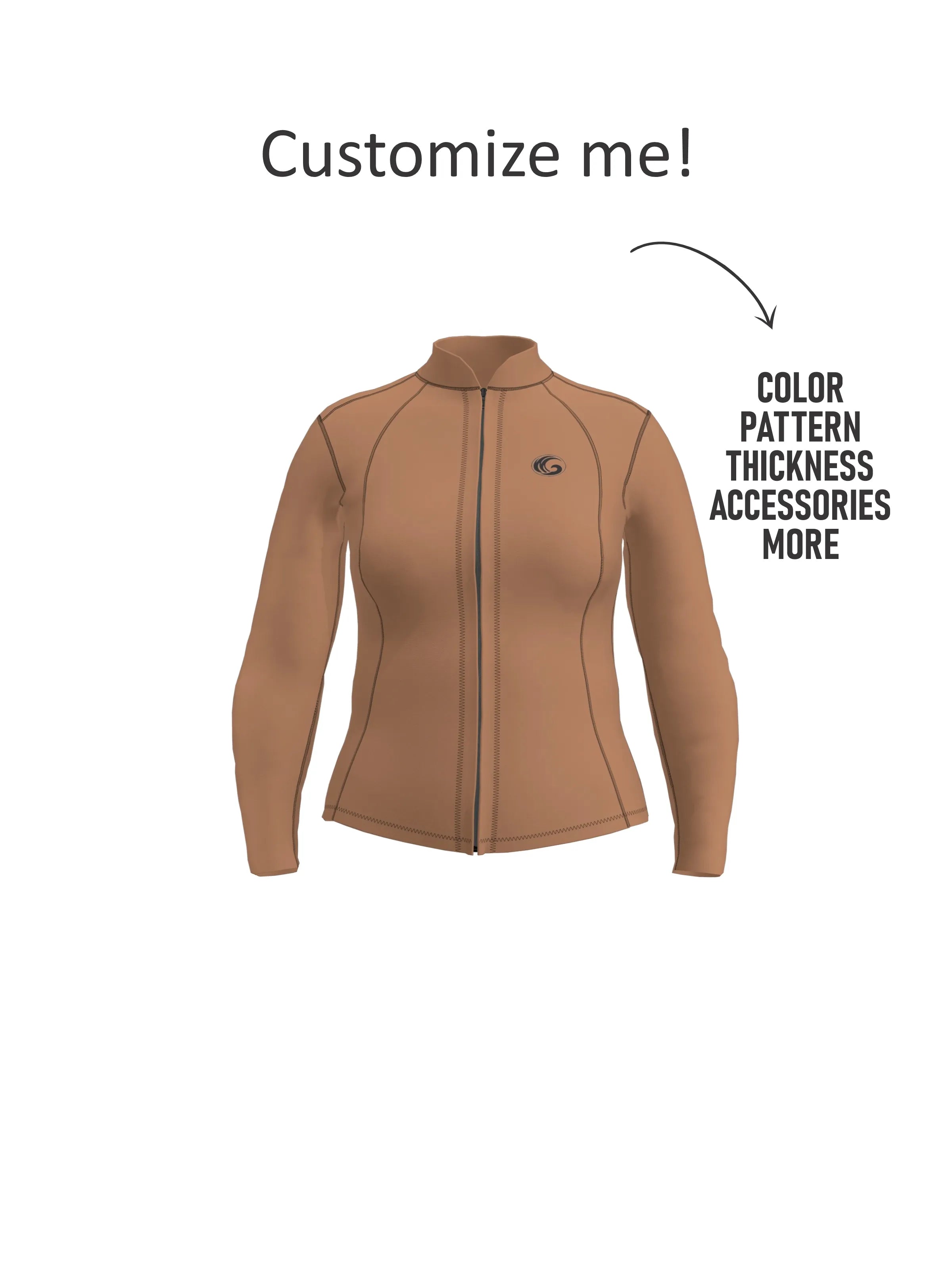 Women’s Neoprene Surfing Wetsuit Jacket – Front Zip