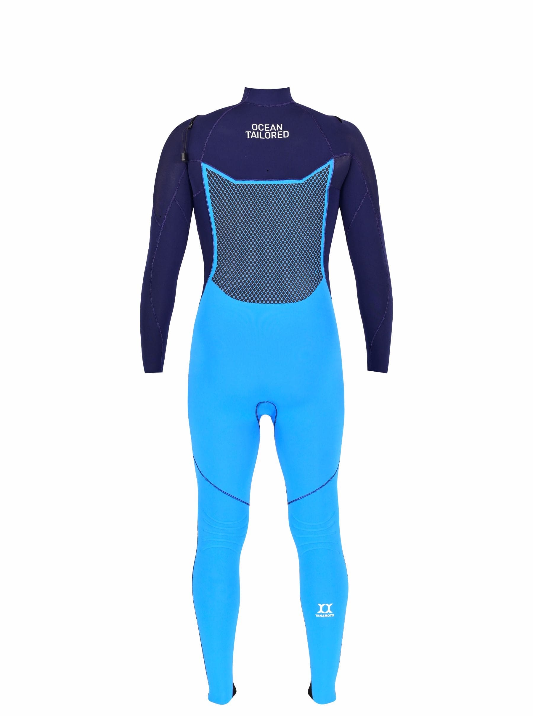Full Custom Wetsuits For Men Black Blue Back Side