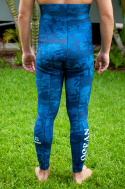 Men's Freediving High-Waisted Wetsuit Bottom - Blue Reef