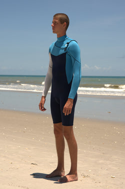 Men’s Long Arm Spring Wetsuit Black and Blue Side View