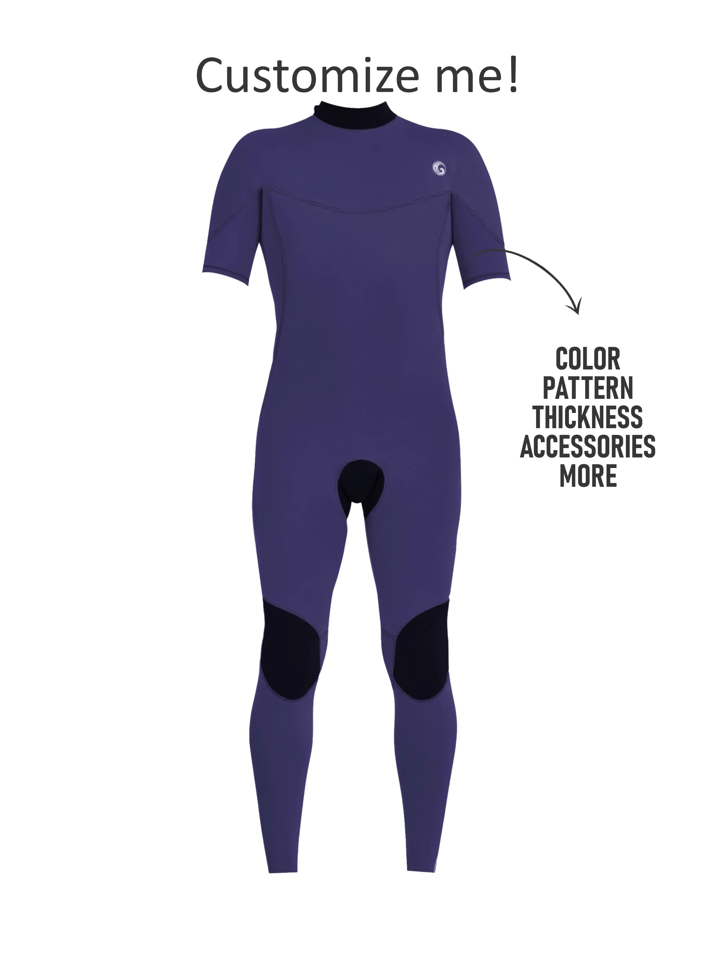 Men's Short Sleeve Full Wetsuit Blue