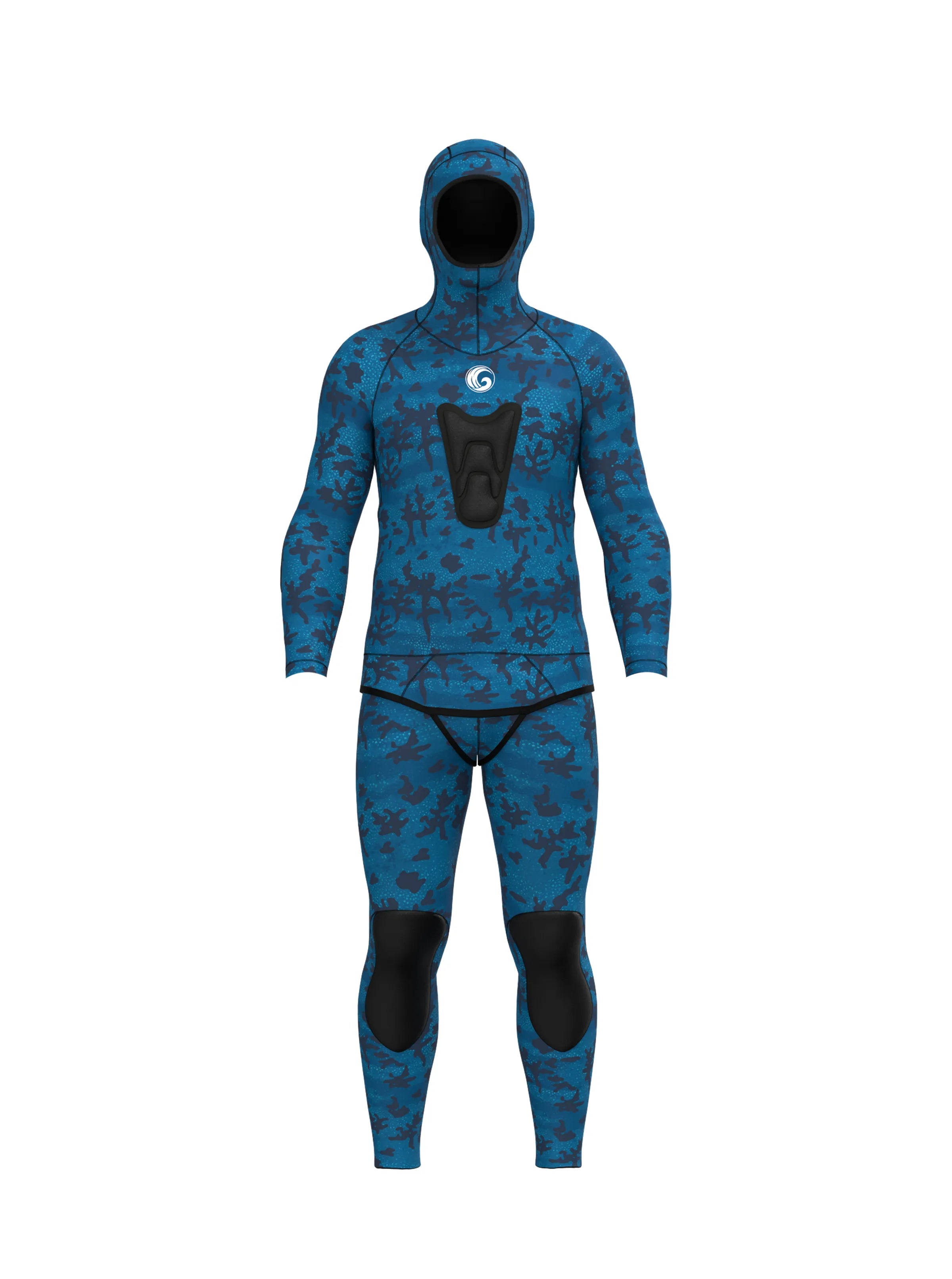 Men’s Spearfishing Wetsuit 2-Piece with Chest Loading Pad Blue Reef