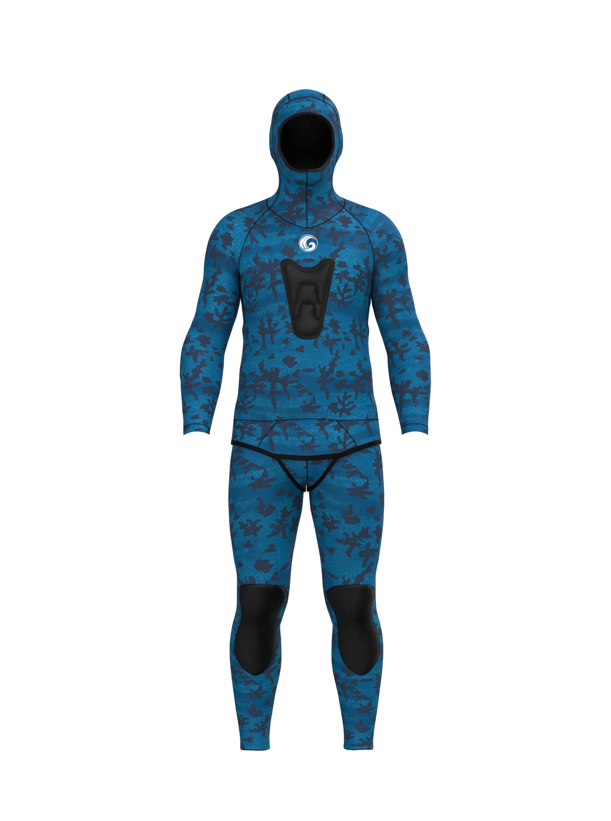 Men’s Spearfishing Wetsuit 2-Piece with Chest Loading Pad Blue Reef