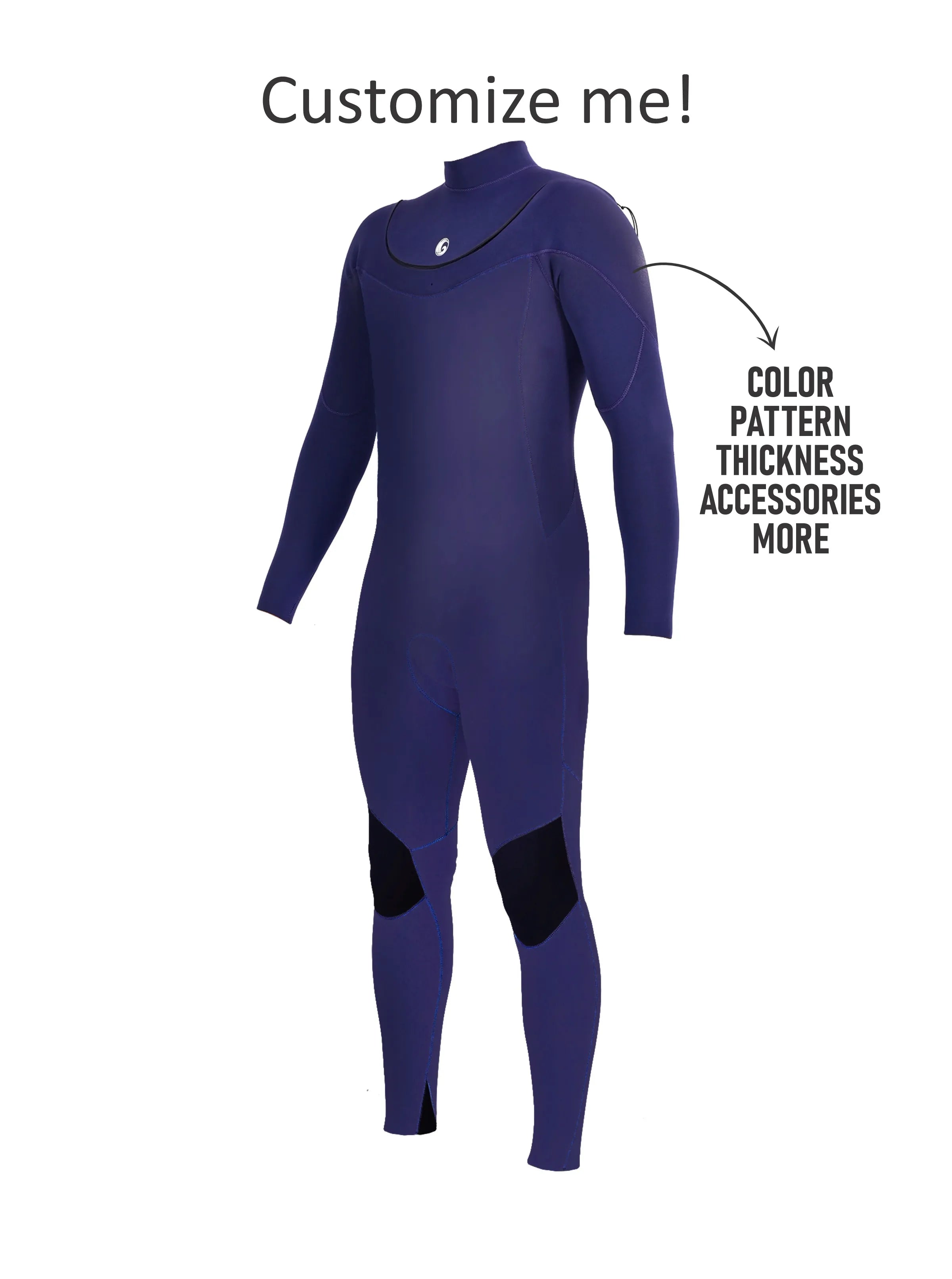 Men's Full Surfing Wetsuit Blue Custom Fit