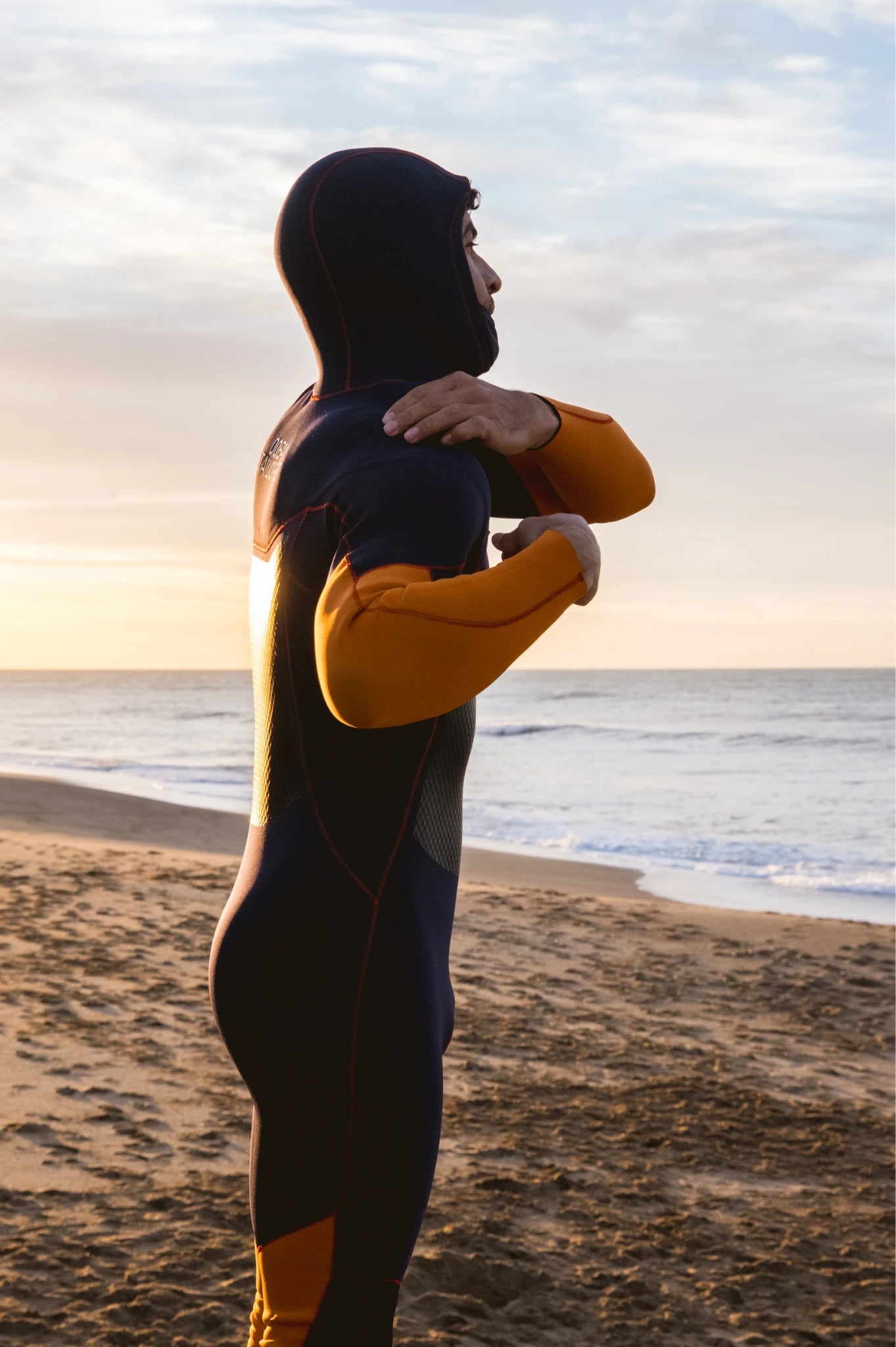 Men's Hooded Surfing Wetsuit Orang Black