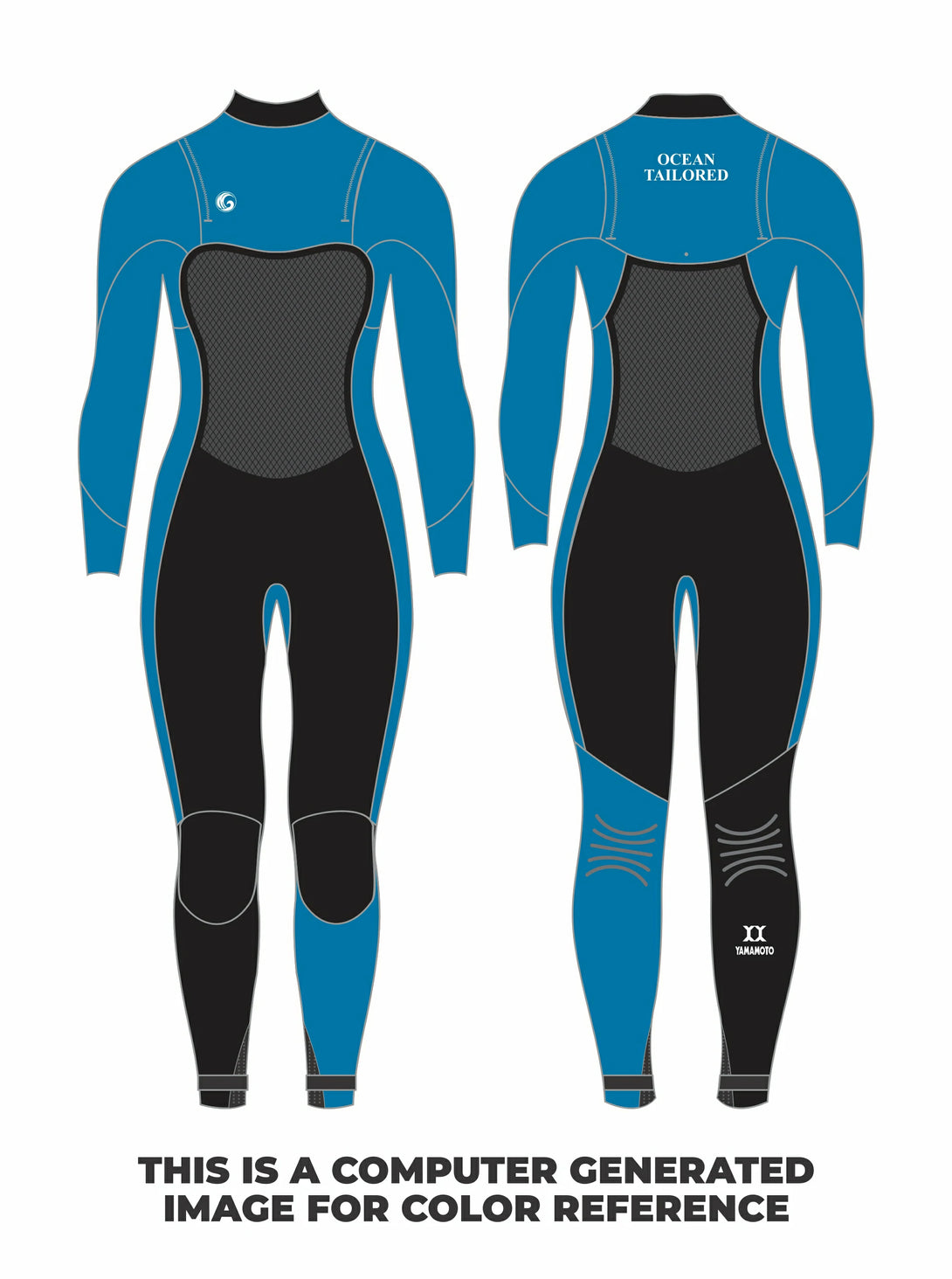 Women's ZIP Free Velcro Full Wetsuit Esty Blue Black