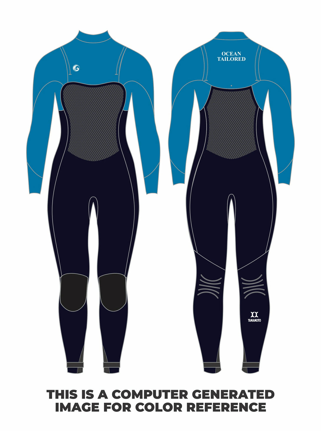 Women's ZIP Free Velcro Full Wetsuit Esty Blue Black EstyBlue Navy