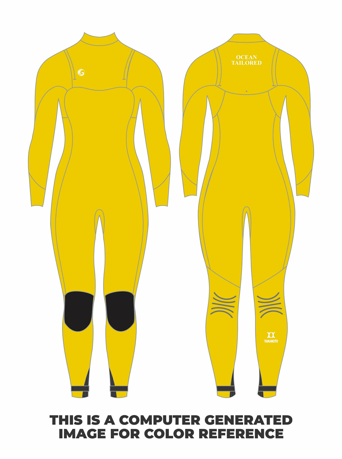 Womens ZIP Free Velcro Full Wetsuit Fluro Yellow