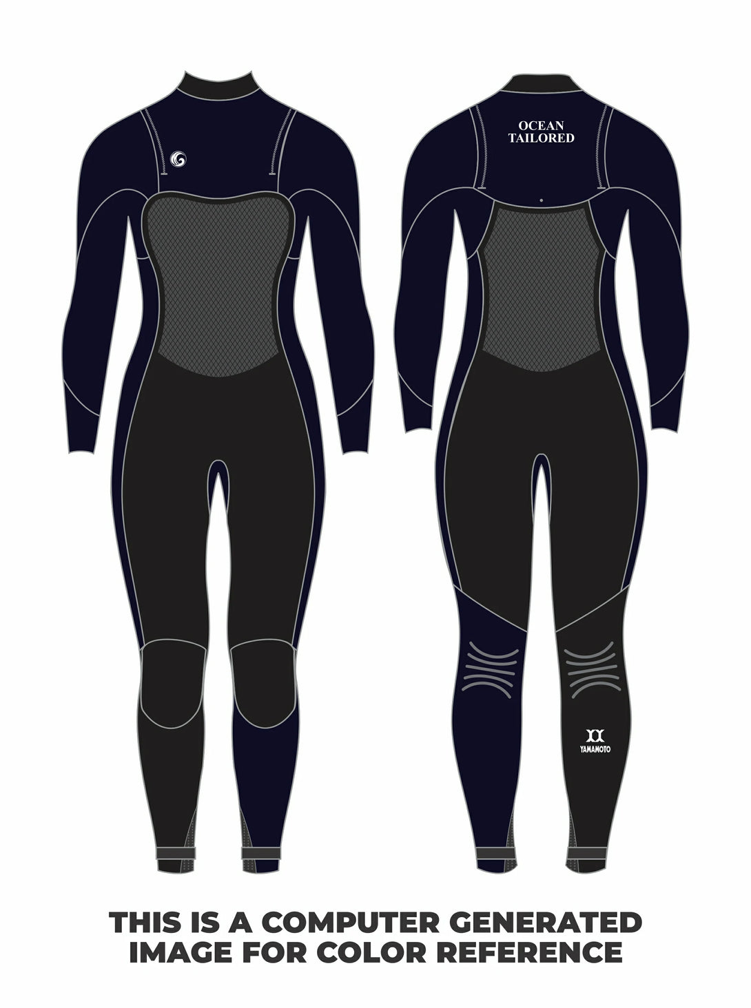 Womens ZIP Free Velcro Full Wetsuit Navy Black