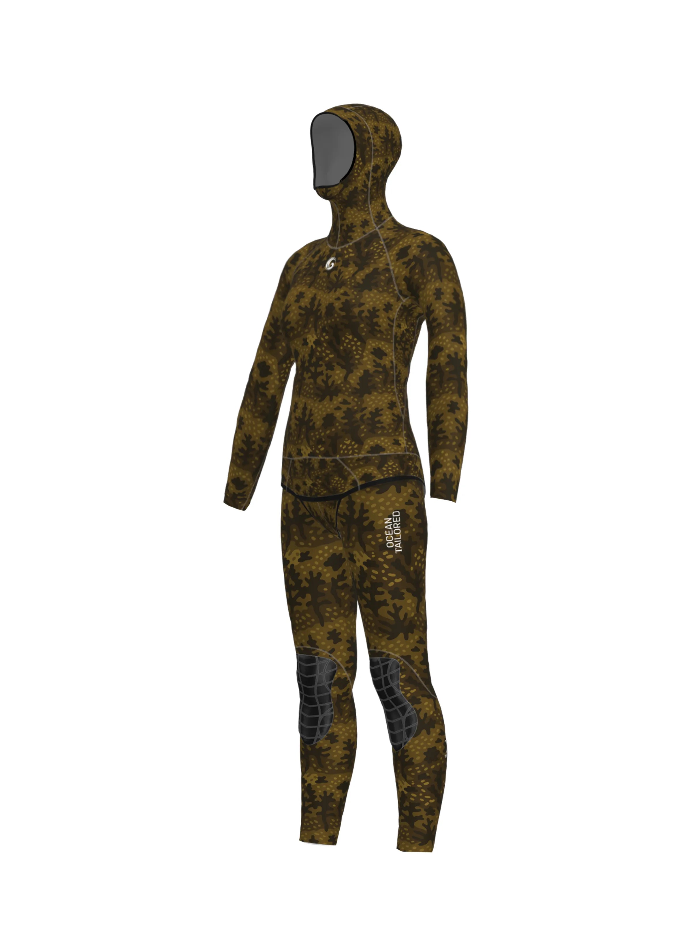Women’s Two Piece Freediving Wetsuit  - Rock Moss