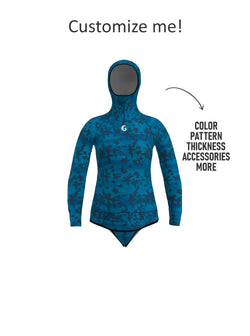 Women’s Freediving Wetsuit Top - Blue Reef