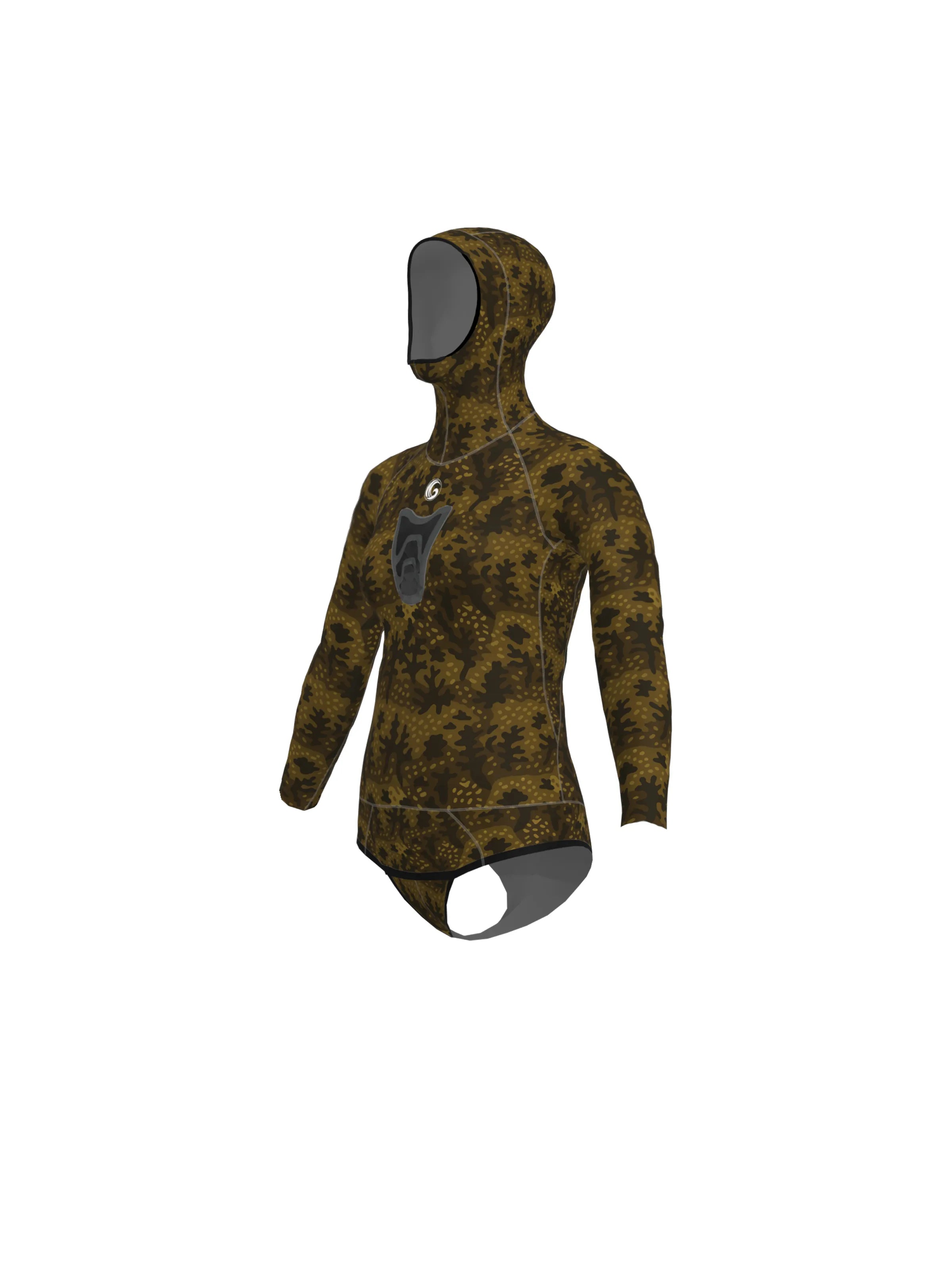 Women's Spearfishing Wetsuit Top- Rock Moss